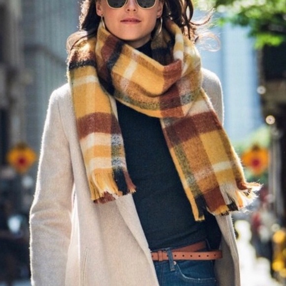 Plaid Brushed Fringe Long Scarf - Picture 2 of 7